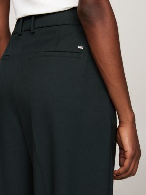 black relaxed straight leg trousers for women tommy hilfiger