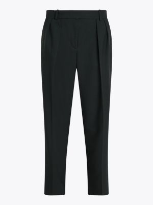 black relaxed straight leg trousers for women tommy hilfiger