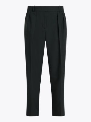 pantaloni relaxed fit dritti con pieghe nero da donne tommy hilfiger