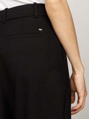 black relaxed straight leg trousers for women tommy hilfiger
