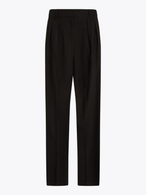 pantaloni relaxed fit dritti con pieghe nero da donne tommy hilfiger