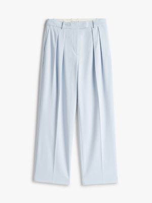 blauw relaxed broek met rechte broekspijpen voor dames - tommy hilfiger