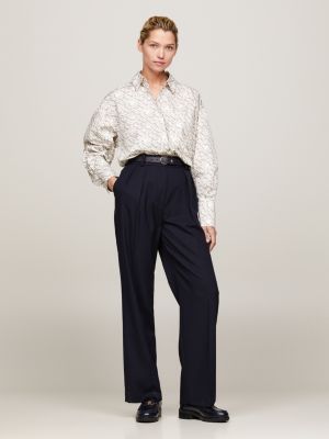 pantalon droit décontracté bleu pour femmes tommy hilfiger