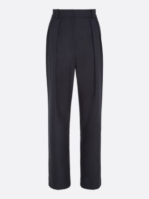 blauw relaxed broek met rechte broekspijpen voor dames - tommy hilfiger