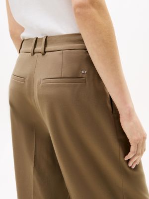 pantalón de corte amplio y recto caqui de mujeres tommy hilfiger