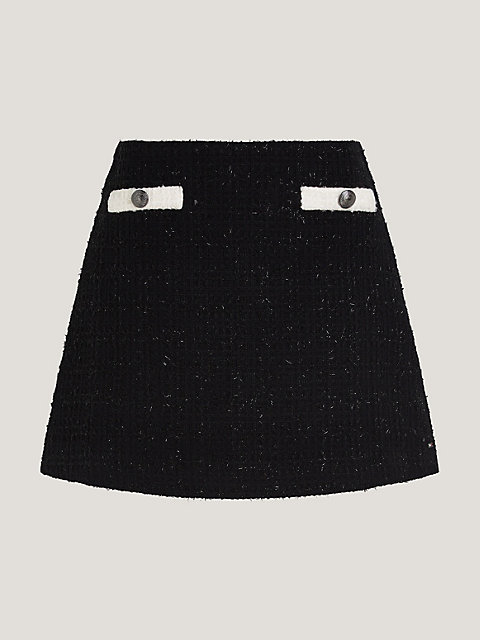 black tweedowa spódnica mini z guzikami dla kobiety - tommy hilfiger