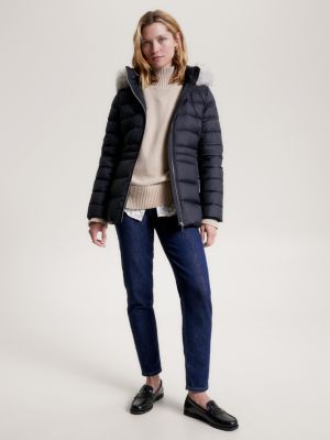 Doudoune capuche en fausse fourrure Noir Tommy Hilfiger