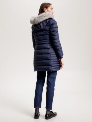 Down-Filled Faux Fur Hood Coat | Blue | Tommy Hilfiger