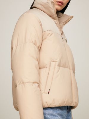 Recycled Relaxed New York Puffer Jacket, Beige