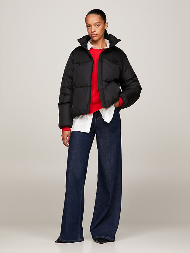 zwart new york gerecycled relaxed pufferjack voor dames - tommy hilfiger