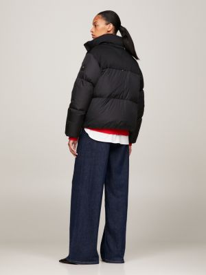 Recycled Relaxed New York Puffer Jacket, Black