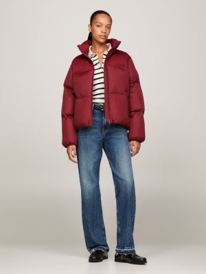 Tommy hilfiger red puffer coat clearance women's