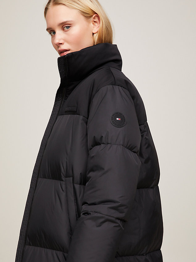 black recycled maxi relaxed new york puffer jacket for women tommy hilfiger