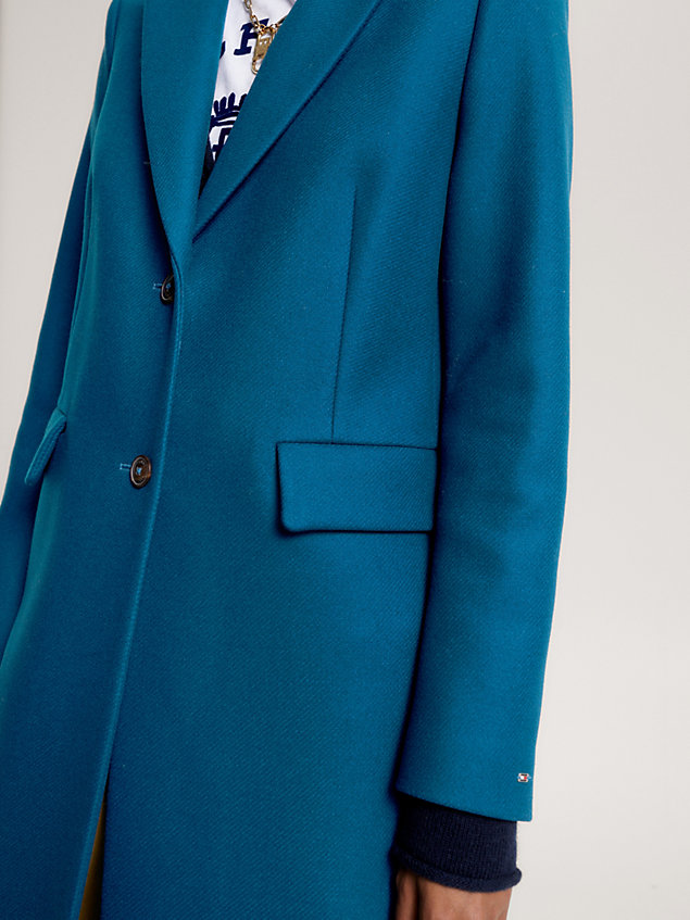 abrigo de lana classics de botonadura sencilla blue de mujer tommy hilfiger