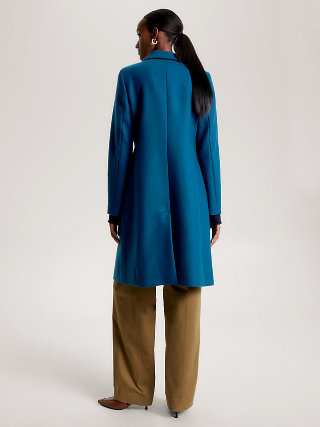 manteau droit classics en laine blue pour femmes tommy hilfiger