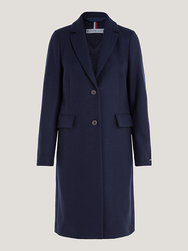 blue classics single breasted wool coat for women tommy hilfiger