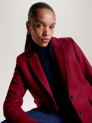 Manteau droit Classics en laine Rouge Tommy Hilfiger