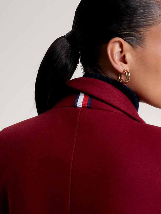 red jednorzędowy wełniany płaszcz classics dla kobiety - tommy hilfiger