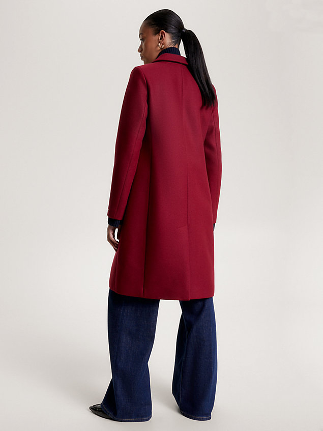 manteau droit classics en laine red pour femmes tommy hilfiger