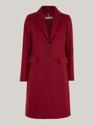 Manteau droit Classics en laine Rouge Tommy Hilfiger