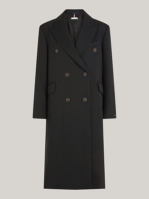 black double breasted relaxed trench coat for women tommy hilfiger