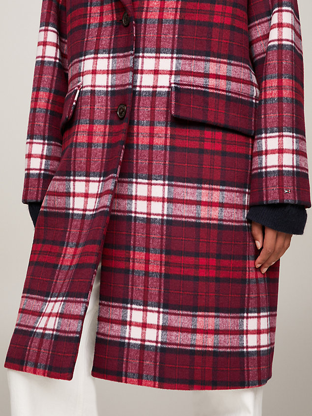 abrigo de cuadros escoceses con corte amplio red de mujer tommy hilfiger