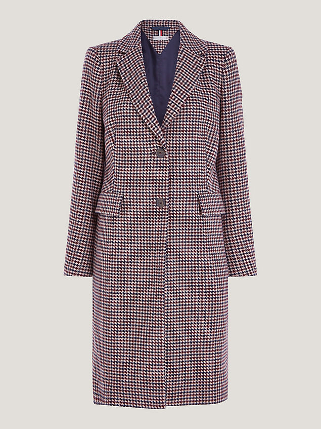 red klasyczny płaszcz w kratę dla kobiety - tommy hilfiger