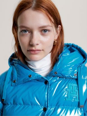 Hooded High Shine Down Jacket | Blue | Tommy Hilfiger