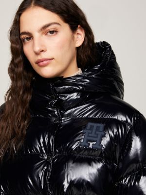 Black high shine puffer jacket outlet women's