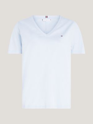 Modern T shirt met V hals Blauw Tommy Hilfiger