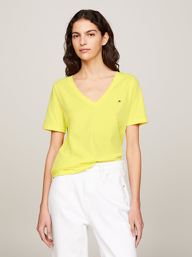 yellow modern v-neck t-shirt for women tommy hilfiger