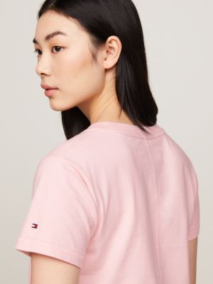 t-shirt con cucitura sul retro rosa da donne tommy hilfiger