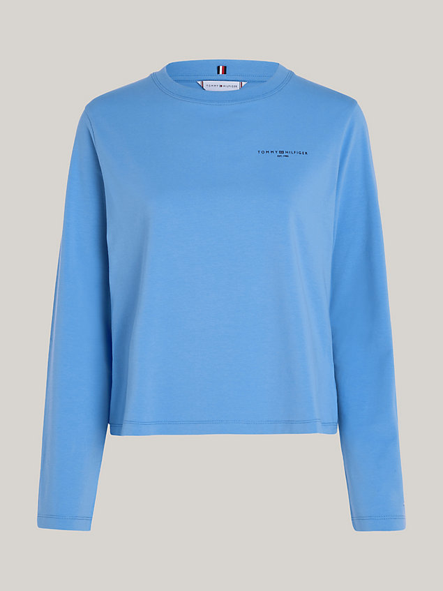 blue 1985 collection signature logo long sleeve t-shirt for women tommy hilfiger