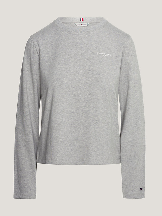 grey 1985 collection langarmshirt mit logo für damen - tommy hilfiger