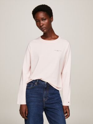 Tommy Hilfiger Women's Big Logo Line T-Shirt, Flamingo Pink, Small :  : Clothing, Shoes & Accessories