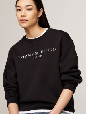 felpa con logo nero da donne tommy hilfiger