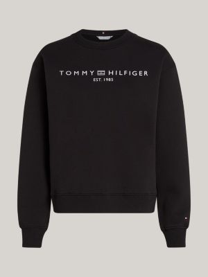 felpa con logo nero da donne tommy hilfiger