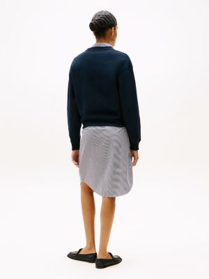 sweat en molleton à col ras-du-cou et logo bleu pour femmes tommy hilfiger