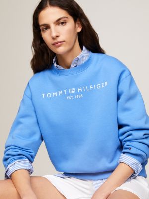 Tommy Hilfiger Mujer Sudadera sin Capucha, Azul (Desert Sky), XS