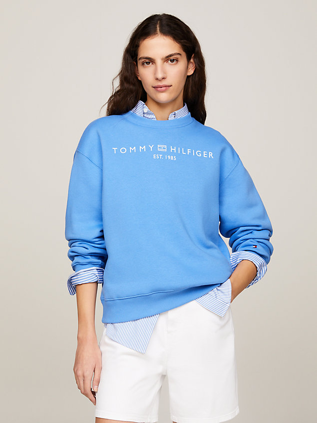 blue modern signature sweatshirt mit logo für damen - tommy hilfiger