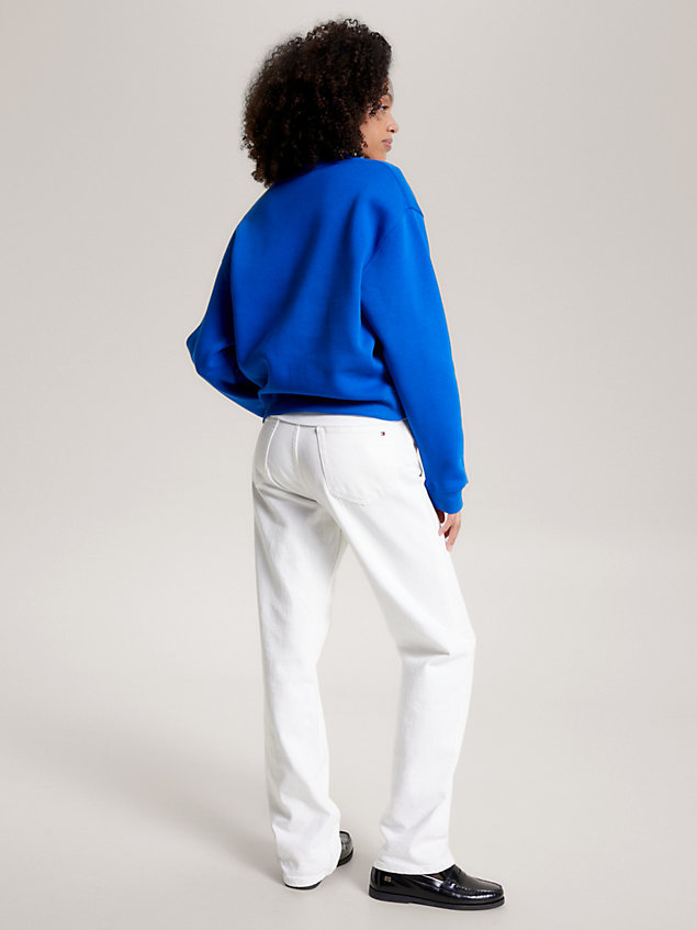 blue modern sweatshirt met signature-logo voor dames - tommy hilfiger