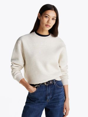 white regular fit sweatshirt mit logo für damen - tommy hilfiger