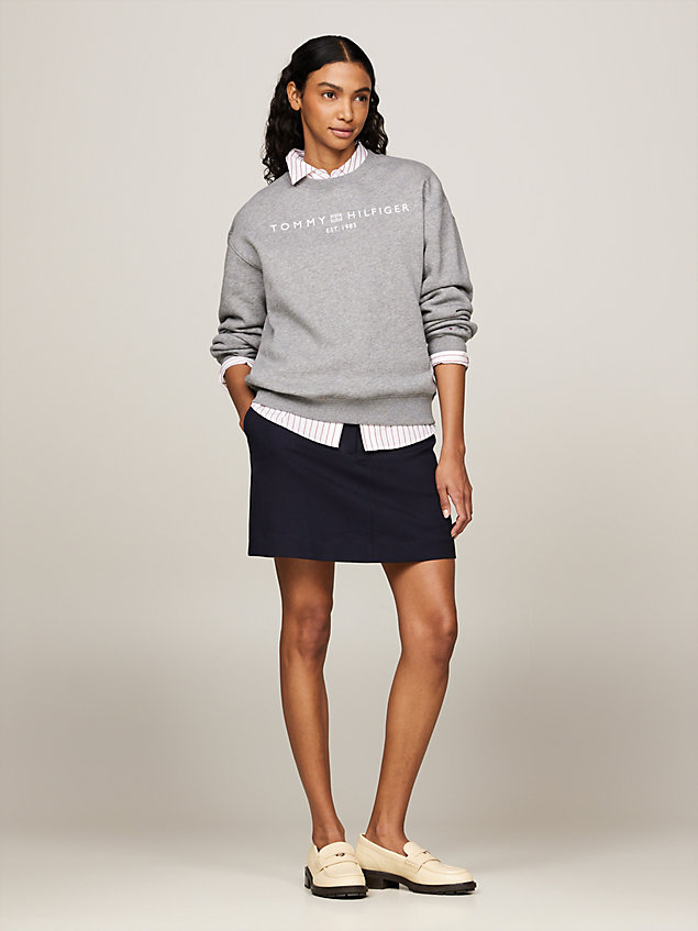 grey modern sweatshirt met signature-logo voor dames - tommy hilfiger