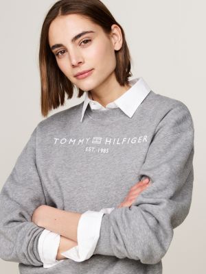 grau regular fit sweatshirt mit logo für damen - tommy hilfiger