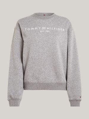 grau regular fit sweatshirt mit logo für damen - tommy hilfiger