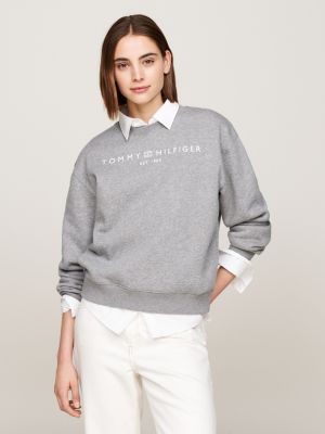 grey logo regular sweatshirt for women tommy hilfiger