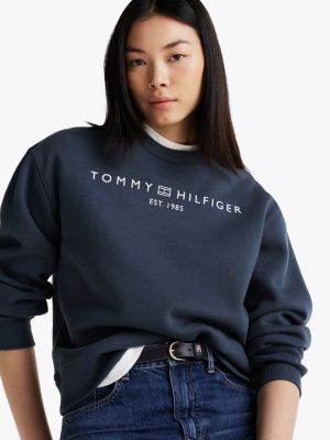 felpa con logo blu da donne tommy hilfiger