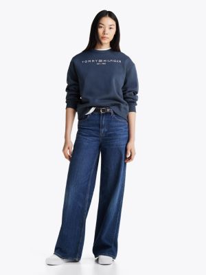 blue logo regular sweatshirt for women tommy hilfiger