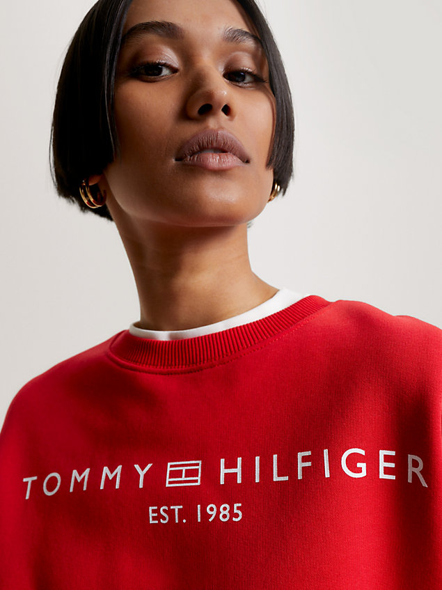 orange modern sweatshirt met signature-logo voor dames - tommy hilfiger