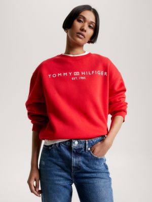 Modern Sweatshirt mit Hilfiger Orange | Logo | Tommy